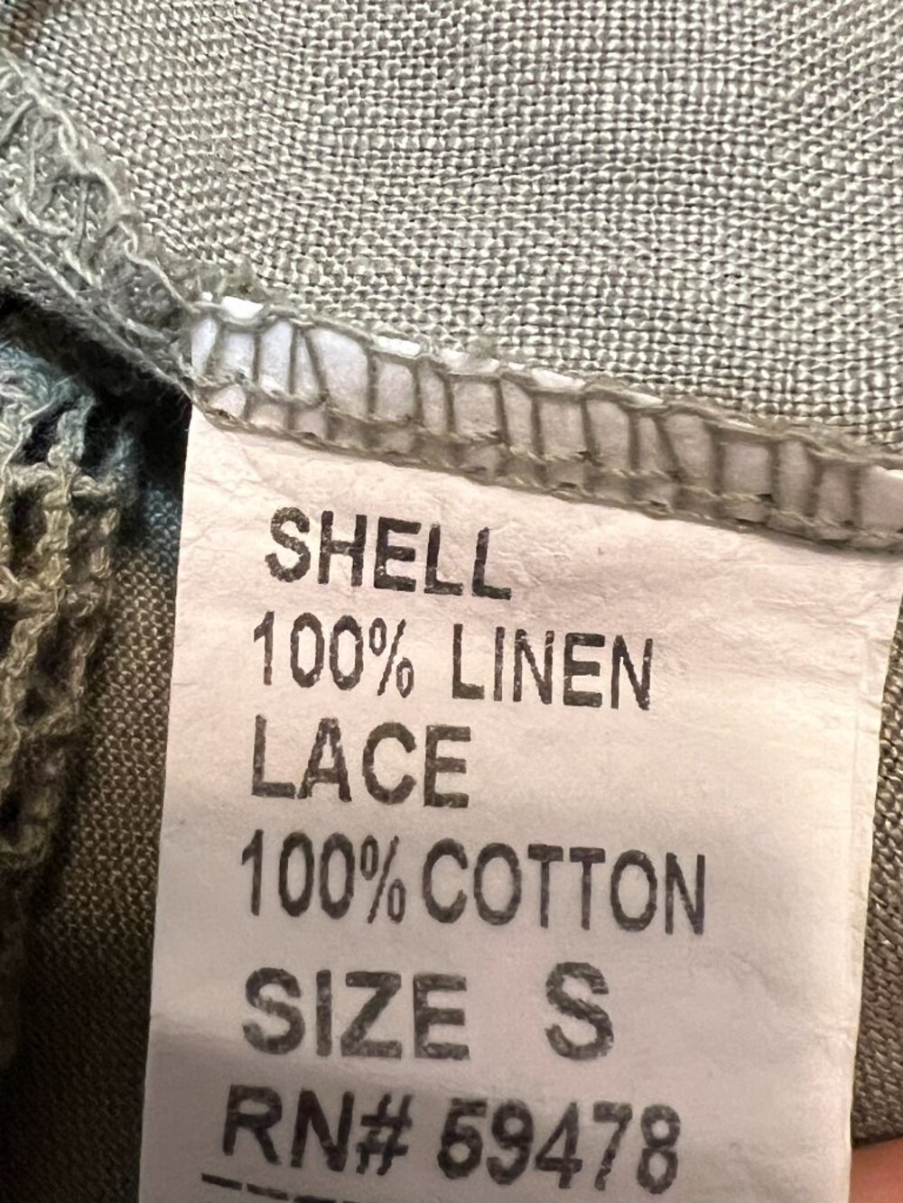 Carla Conti 100% Linen Dress Small Sage Green Lace Trim Sleeveless Italian - Picture 6 of 10